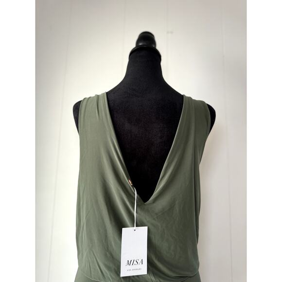 MISA Los Angeles Olive Green Lisa Front Knot Dress Size M - Picture 6 of 8